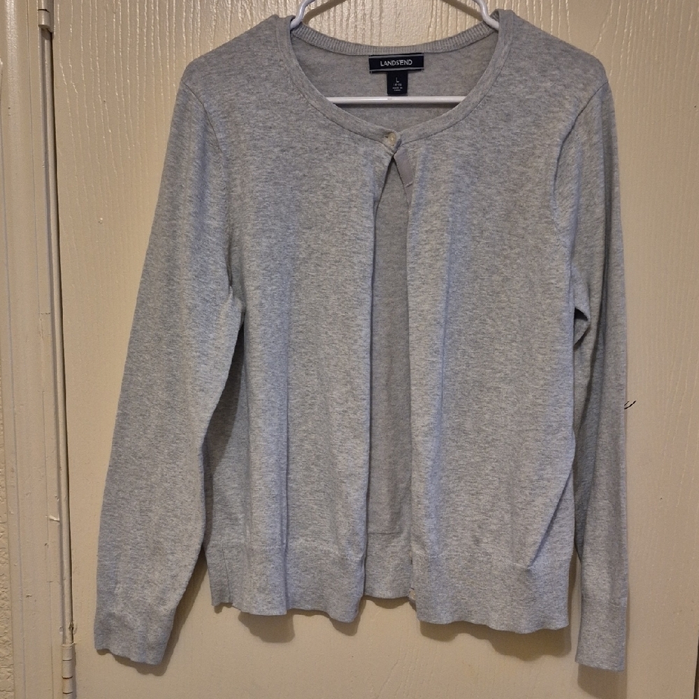 Lands' End Gray Cardigan Sweater